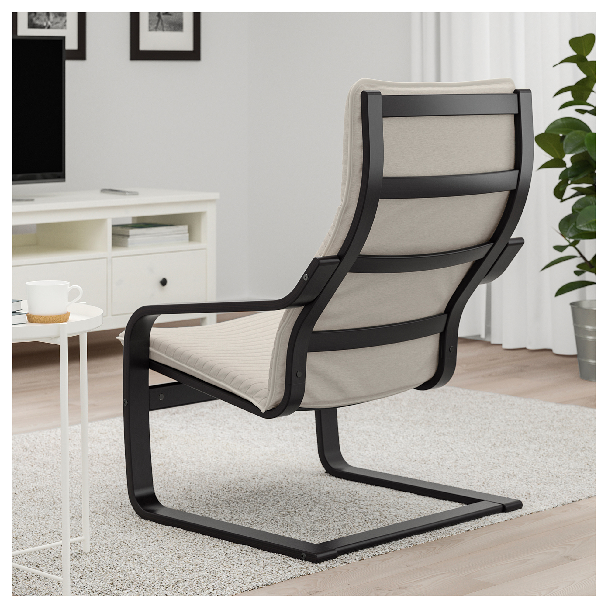 POÄNG armchair, blackbrown/Knisa light beige IKEA Hong Kong and Macau