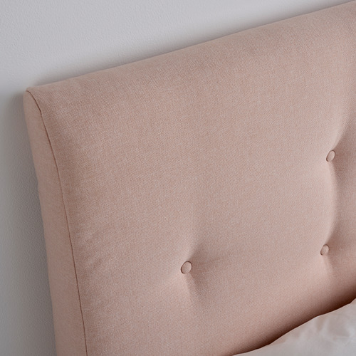 IDANÄS upholstered ottoman bed, Gunnared pale pink, queen