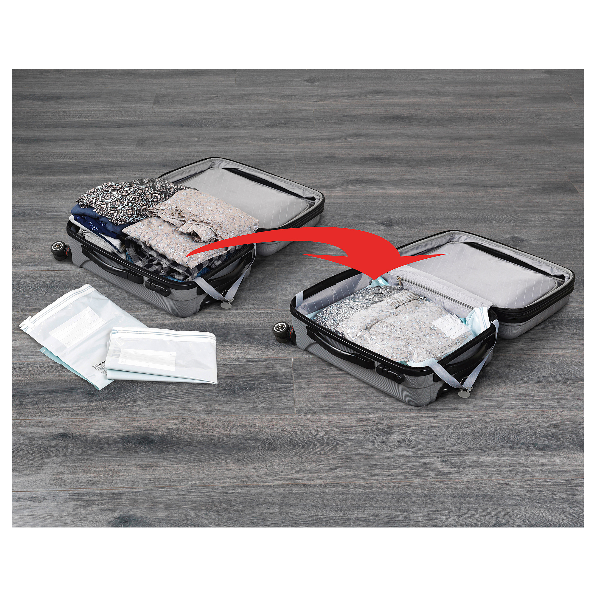 SPANTAD vacuumsealed bag rollup, set of 2, 46x57 cm & 55x85 cm