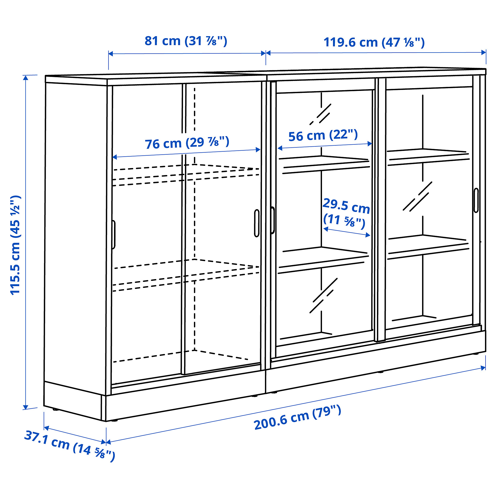 TONSTAD storage combination w sliding doors