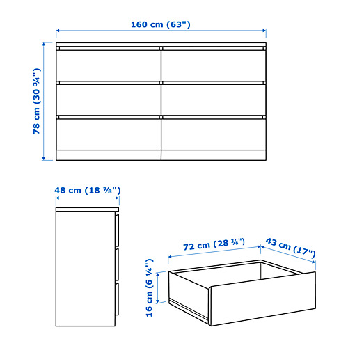 MALM bedroom furniture, set of 4