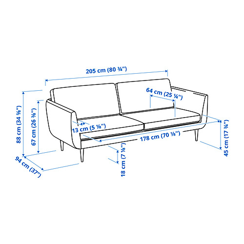 SMEDSTORP 3-seat sofa