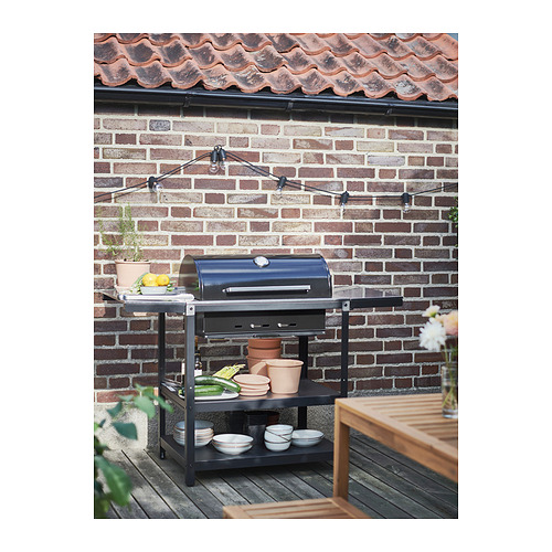GRILLSKÄR charcoal barbecue w 2 side tables