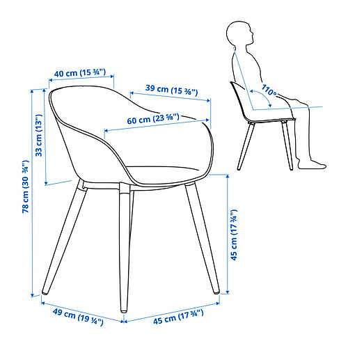 MÖRBYLÅNGA/GRÖNSTA table and 4 chairs with armrests