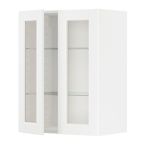 METOD wall cabinet w shelves/2 glass drs