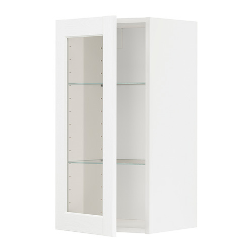 METOD wall cabinet w shelves/glass door