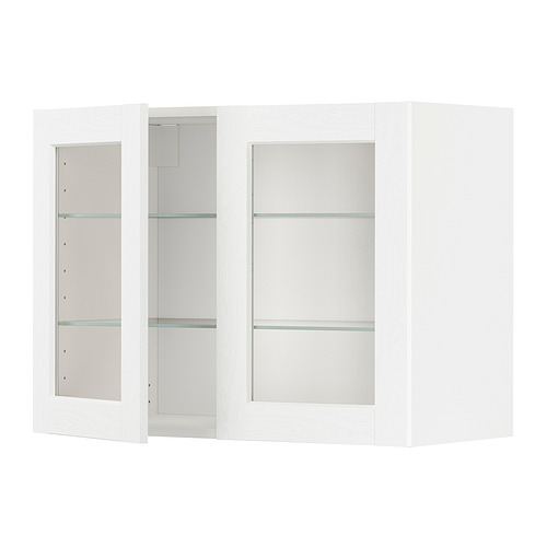 METOD wall cabinet w shelves/2 glass drs