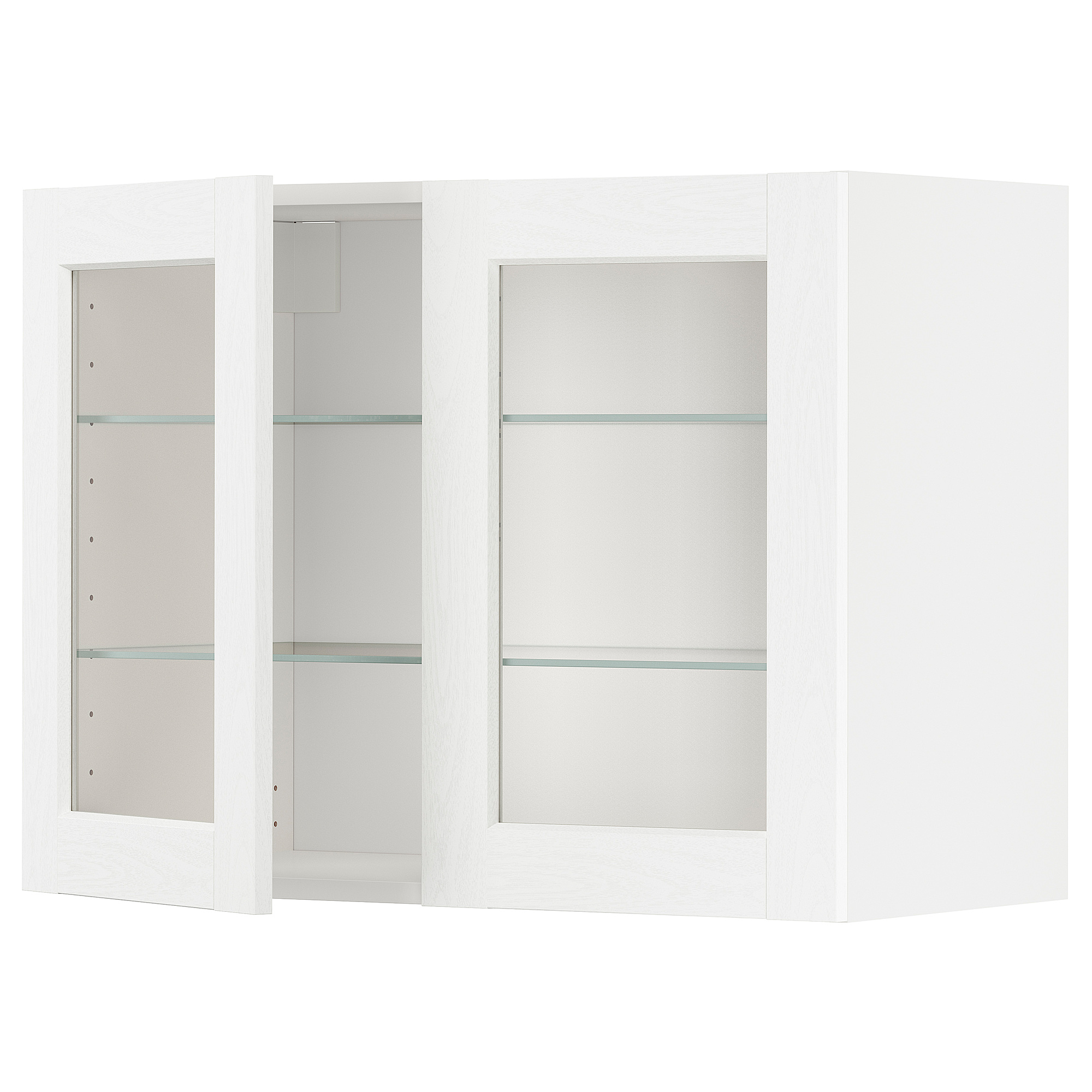 METOD wall cabinet w shelves/2 glass drs