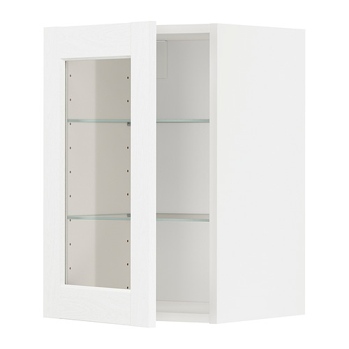 METOD wall cabinet w shelves/glass door