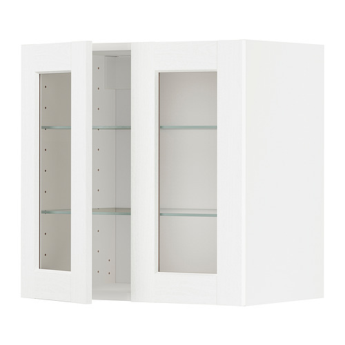 METOD wall cabinet w shelves/2 glass drs