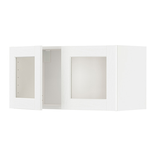 METOD wall cabinet with 2 glass doors