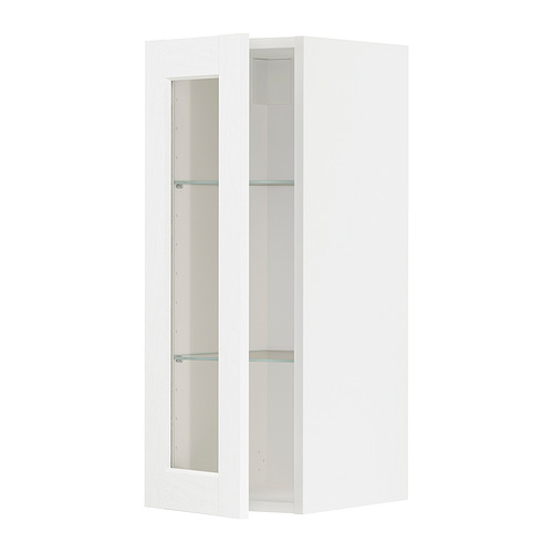 METOD wall cabinet w shelves/glass door