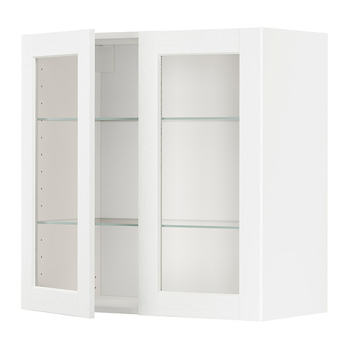 METOD wall cabinet w shelves/2 glass drs