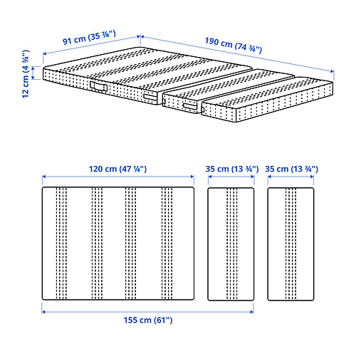 ÖMSINT 伸縮床獨立袋裝彈簧床褥
