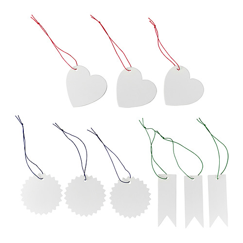 FÖNSTERFIKUS label with string, set of 9