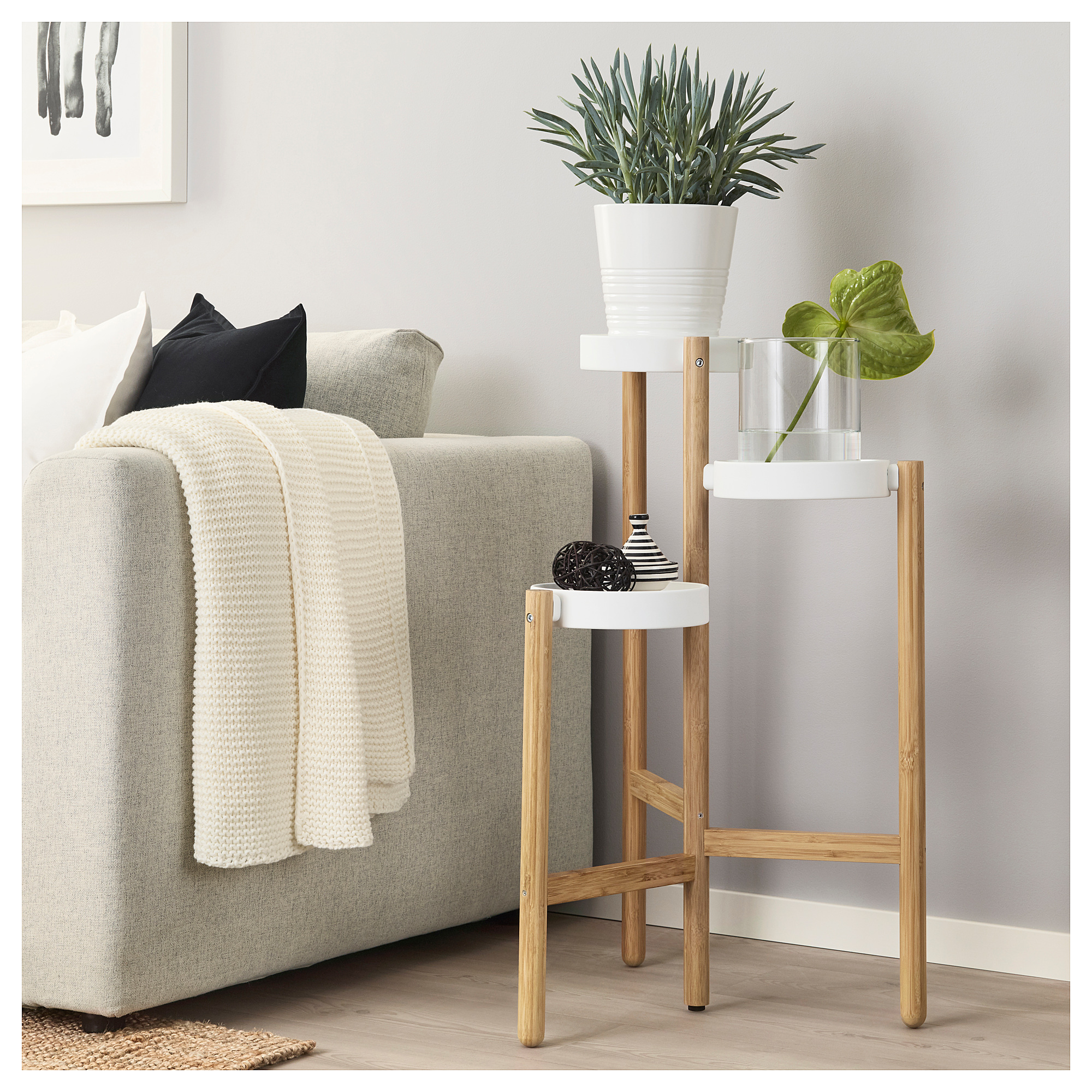 Satsumas 花盆架 竹 白色 Ikea 香港及澳門