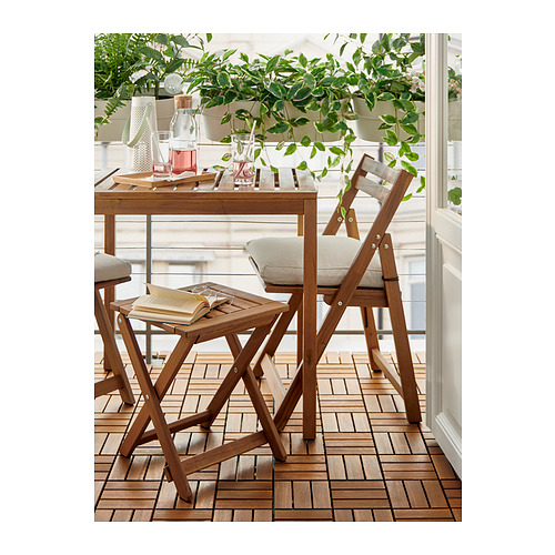 NÄMMARÖ stool, outdoor, 36.5x36.5x45 cm, foldable/light brown stained