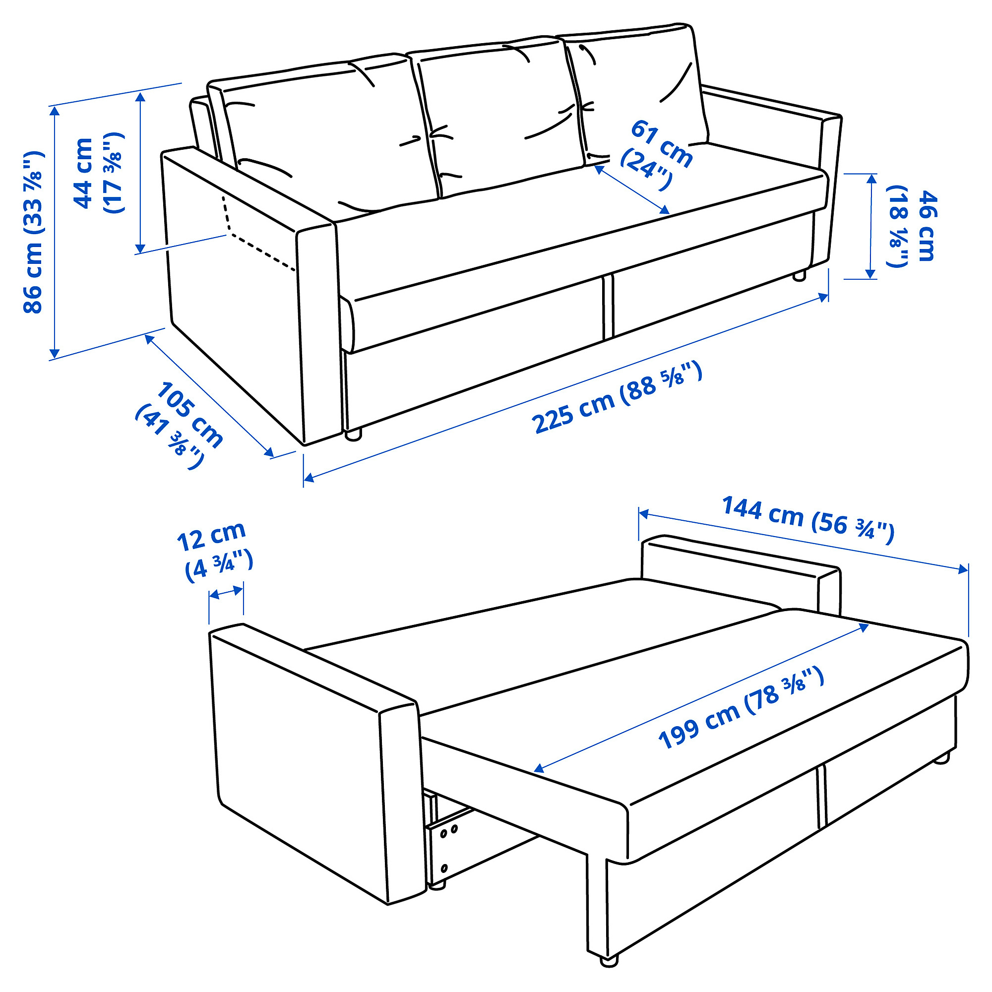 FRIHETEN three-seat sofa-bed