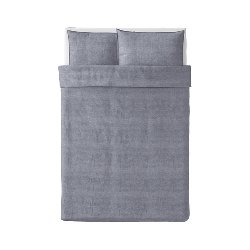 KOPPARBLAD duvet cover and 2 pillowcases, dark blue, 200x200/50x80 cm