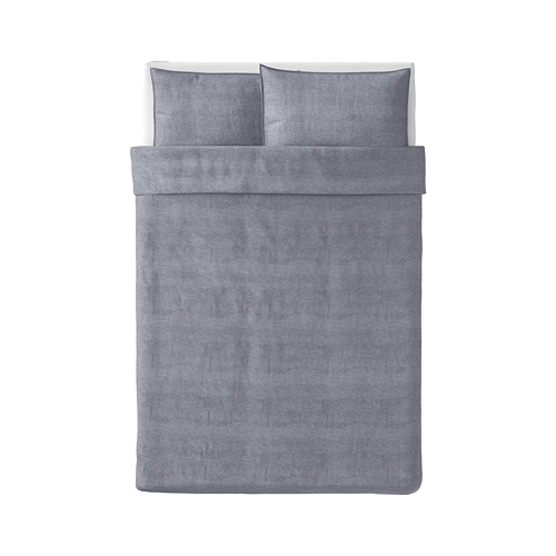 KOPPARBLAD duvet cover and 2 pillowcases, dark blue, 200x200/50x80 cm