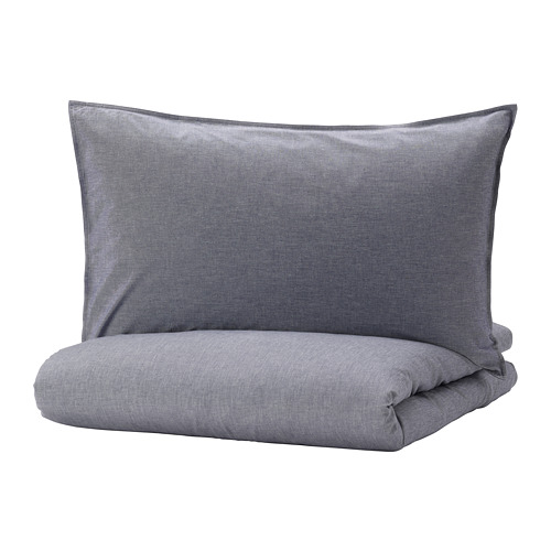 KOPPARBLAD duvet cover and 2 pillowcases, dark blue, 200x200/50x80 cm