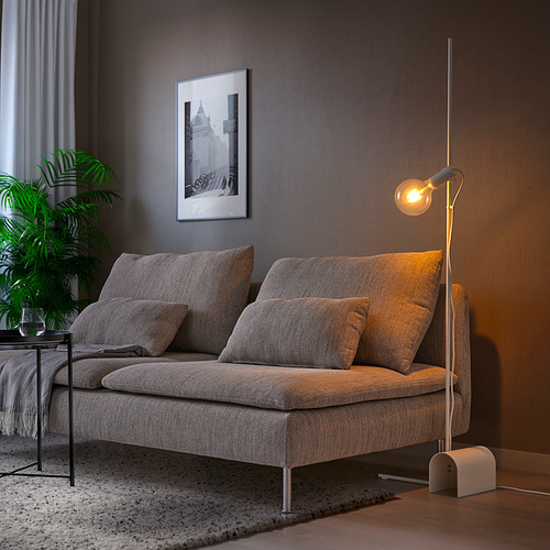 HÅRSLINGA/LUNNOM floor lamp with light bulb