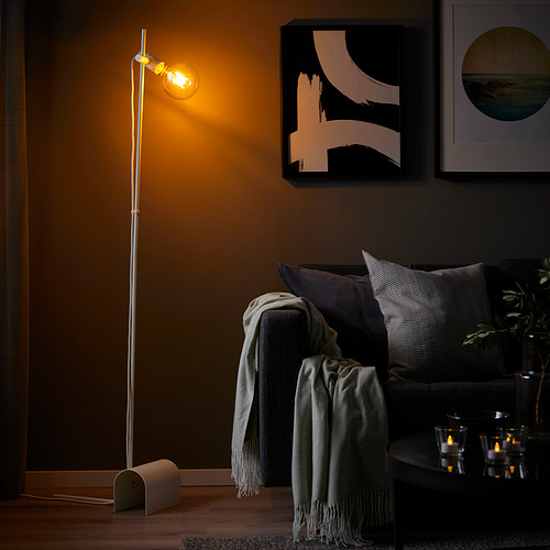 HÅRSLINGA/LUNNOM floor lamp with light bulb