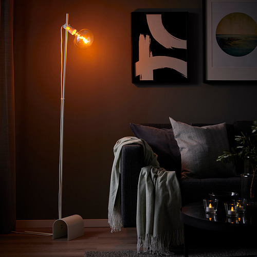 HÅRSLINGA/MOLNART floor lamp with light bulb