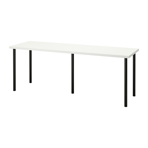 LAGKAPTEN/ADILS desk, 200x60x73 cm, white/black