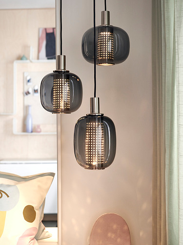 HÖGVIND pendant lamp with 3 lamps