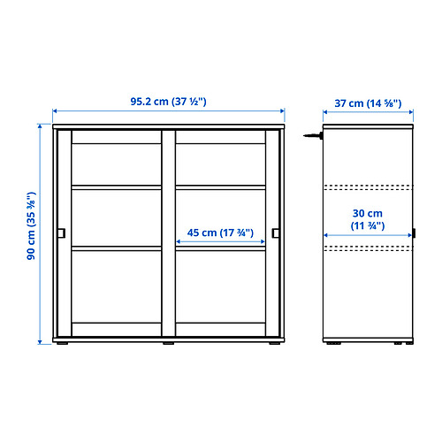 VIHALS cabinet with sliding glass doors