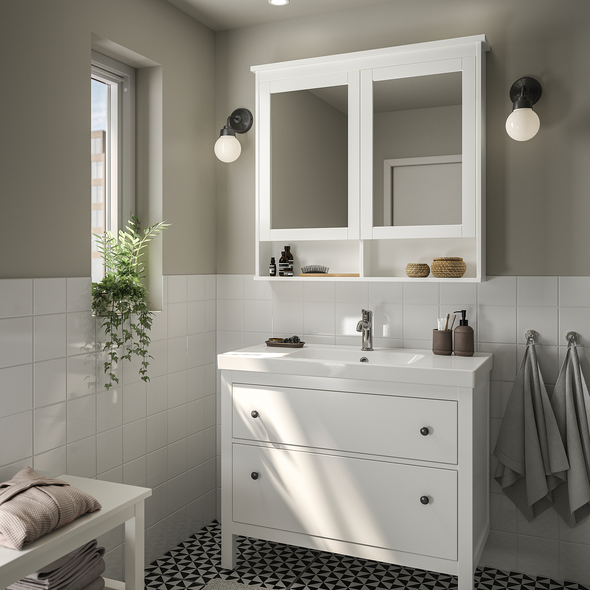 ORRSJÖN/HEMNES 洗手盆櫃連抽屜/洗手盆/水龍頭
