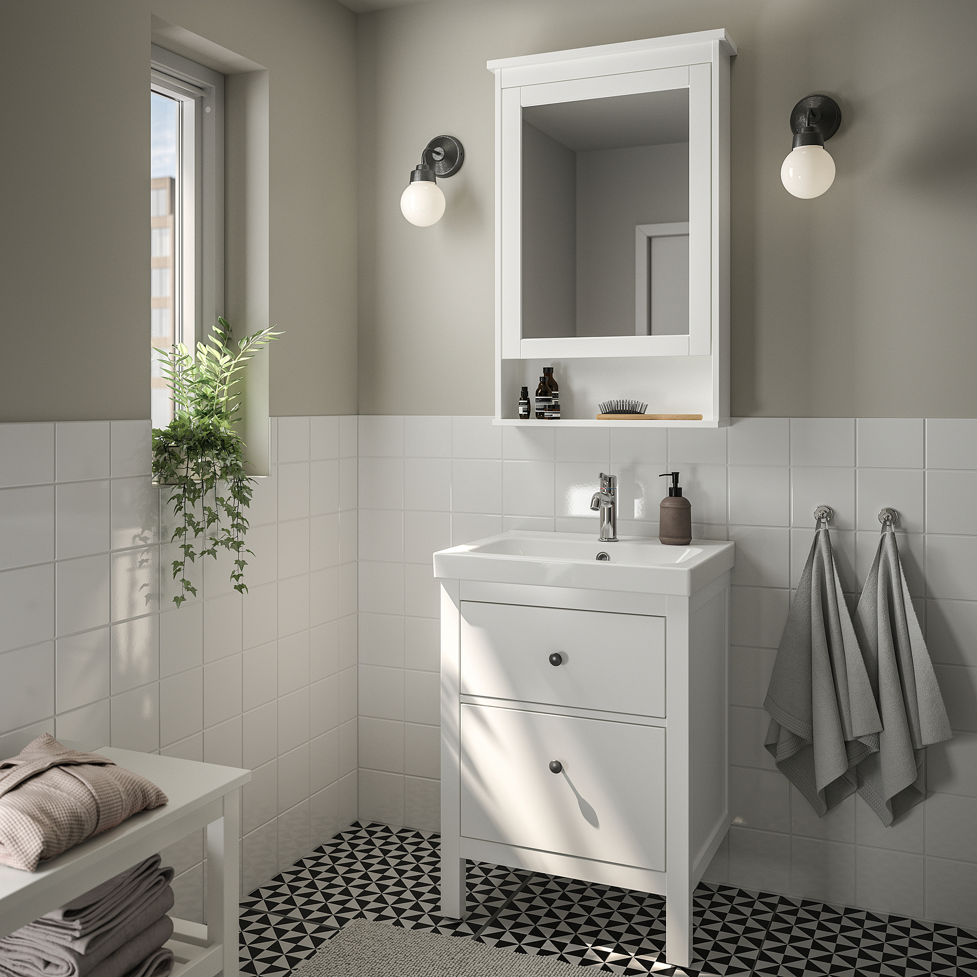 ORRSJÖN/HEMNES 洗手盆櫃連抽屜/洗手盆/水龍頭