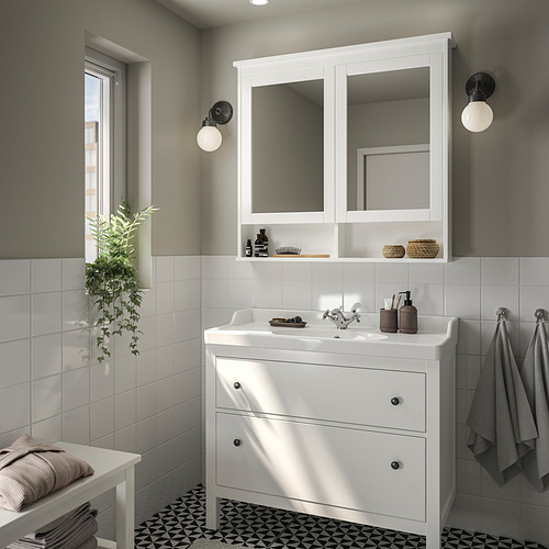 RUTSJÖN/HEMNES wash-stnd w drawers/wash-basin/tap