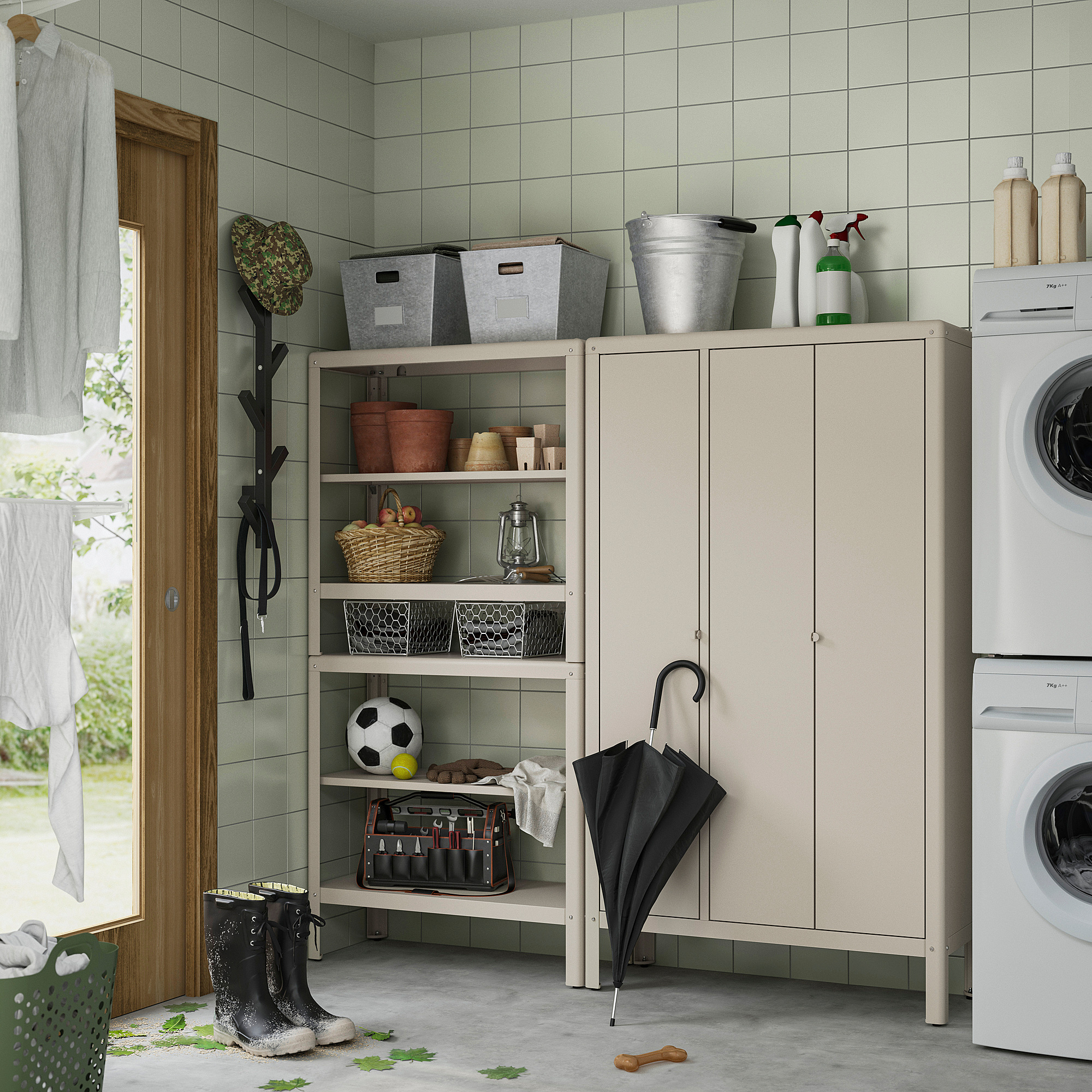 KOLBJÖRN shelving unit with cabinet
