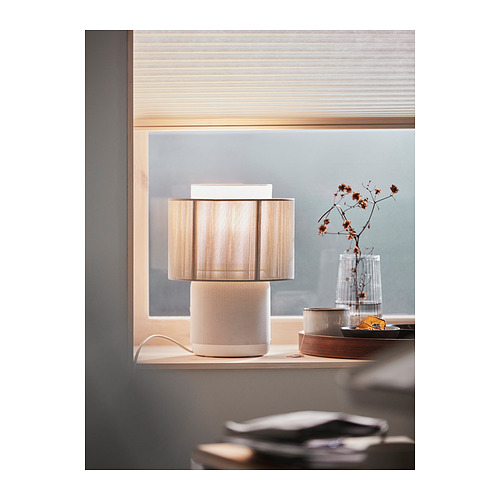 SYMFONISK speaker lamp w Wi-Fi, textile shade