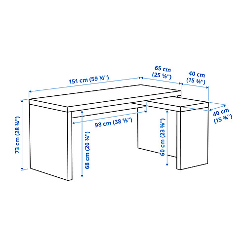 MALM 書檯連拉出式面板