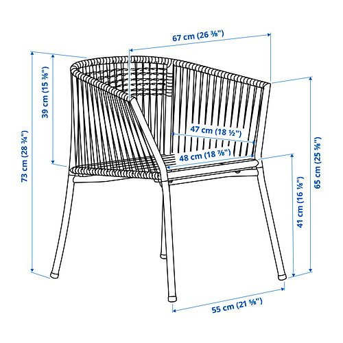 SEGERÖN chair with armrests, outdoor