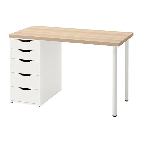 静岡市引取可 IKEA LAGKAPTEN ALEX & EKEDALENセット ALEX/LAGKAPTEN - desk, white stained oak effect/white, 140x60 cm