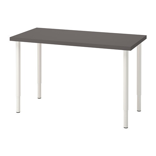 LAGKAPTEN/OLOV desk, 120x60x73 cm, , dark grey/white