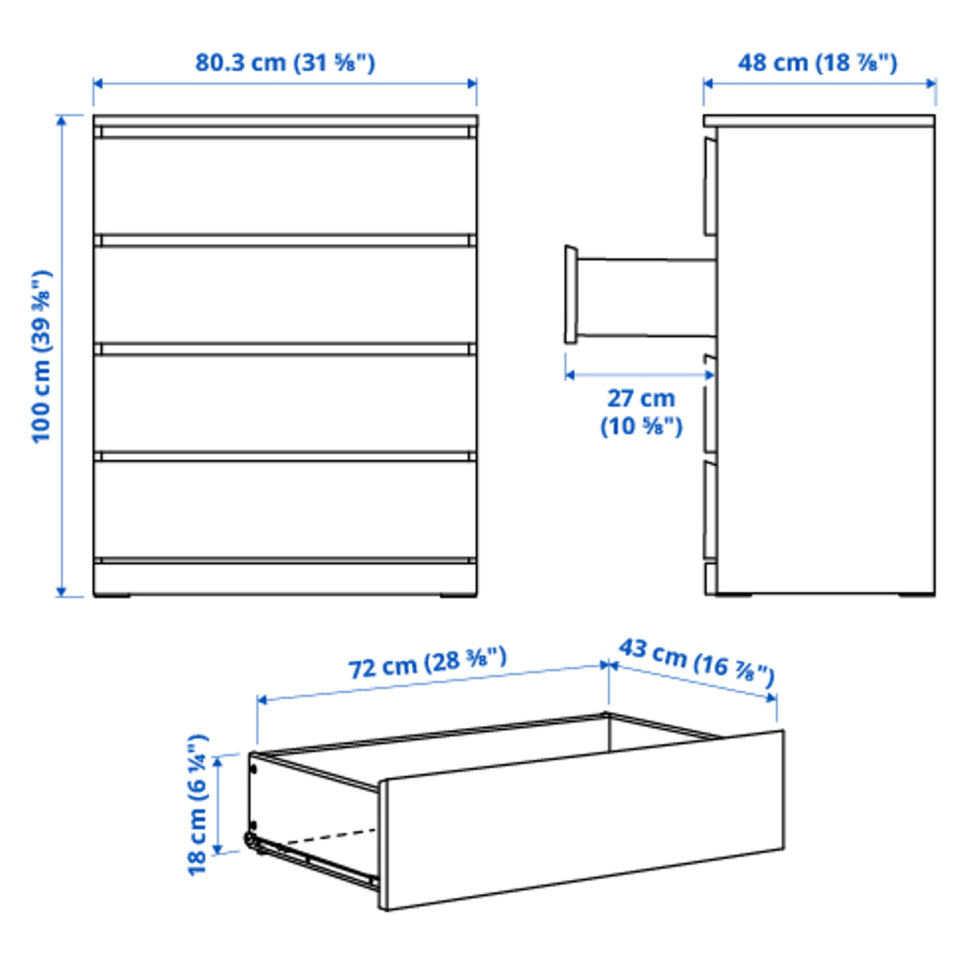 MALM chest of 4 drawers