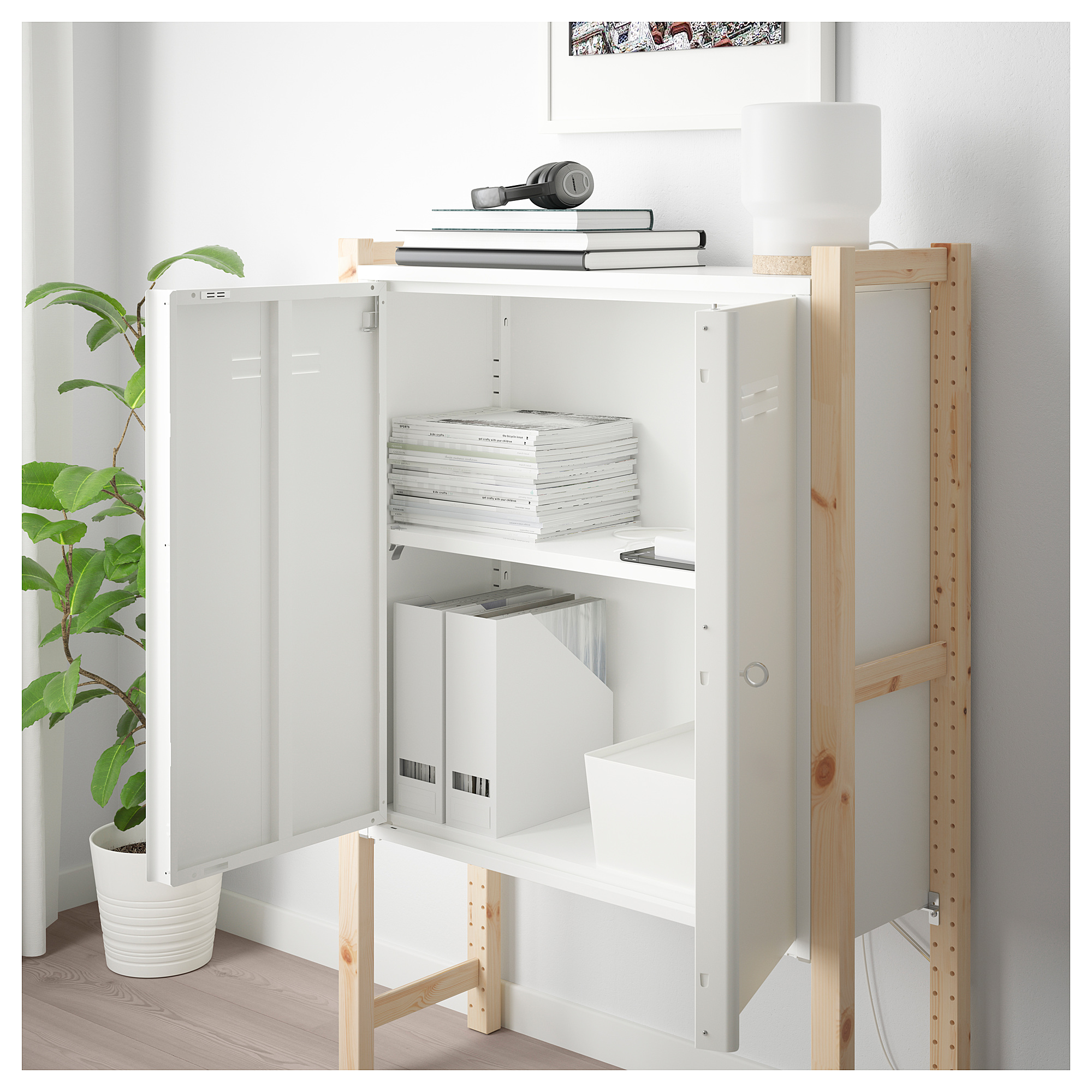 Ivar Cabinet With Doors Pine White Ikea Hong Kong