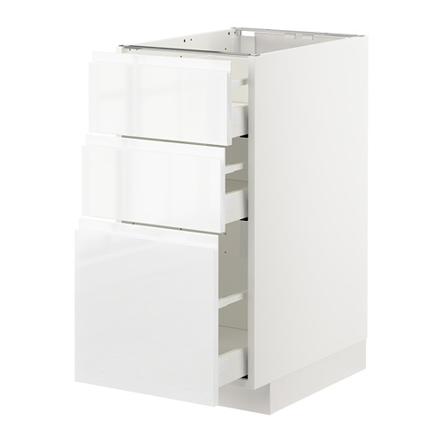 METOD base cabinet with 3 drawers