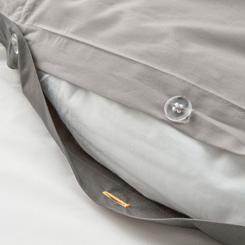 STRANDTALL duvet cover and 2 pillowcases, grey/dark grey, 200x200/50x80 cm