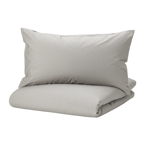 STRANDTALL duvet cover and 2 pillowcases, grey/dark grey, 200x200/50x80 cm