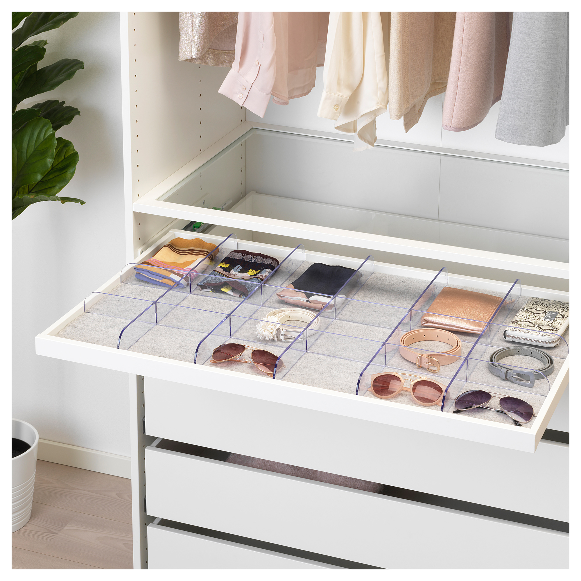 Komplement Pull Out Tray With Divider White Transparent Ikea