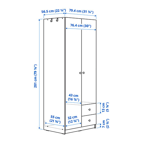 BRUKSVARA wardrobe with 2 doors and 2 drawers