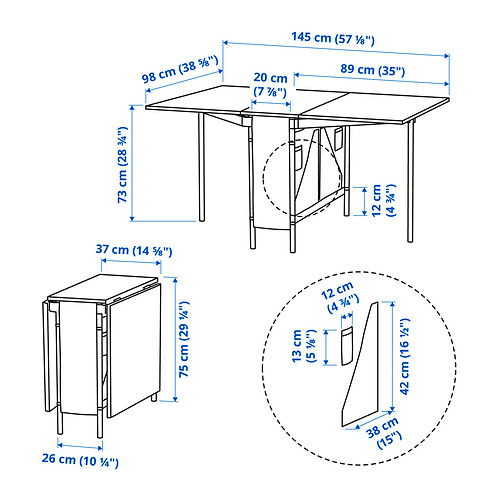 KALLHÄLL gateleg table with storage