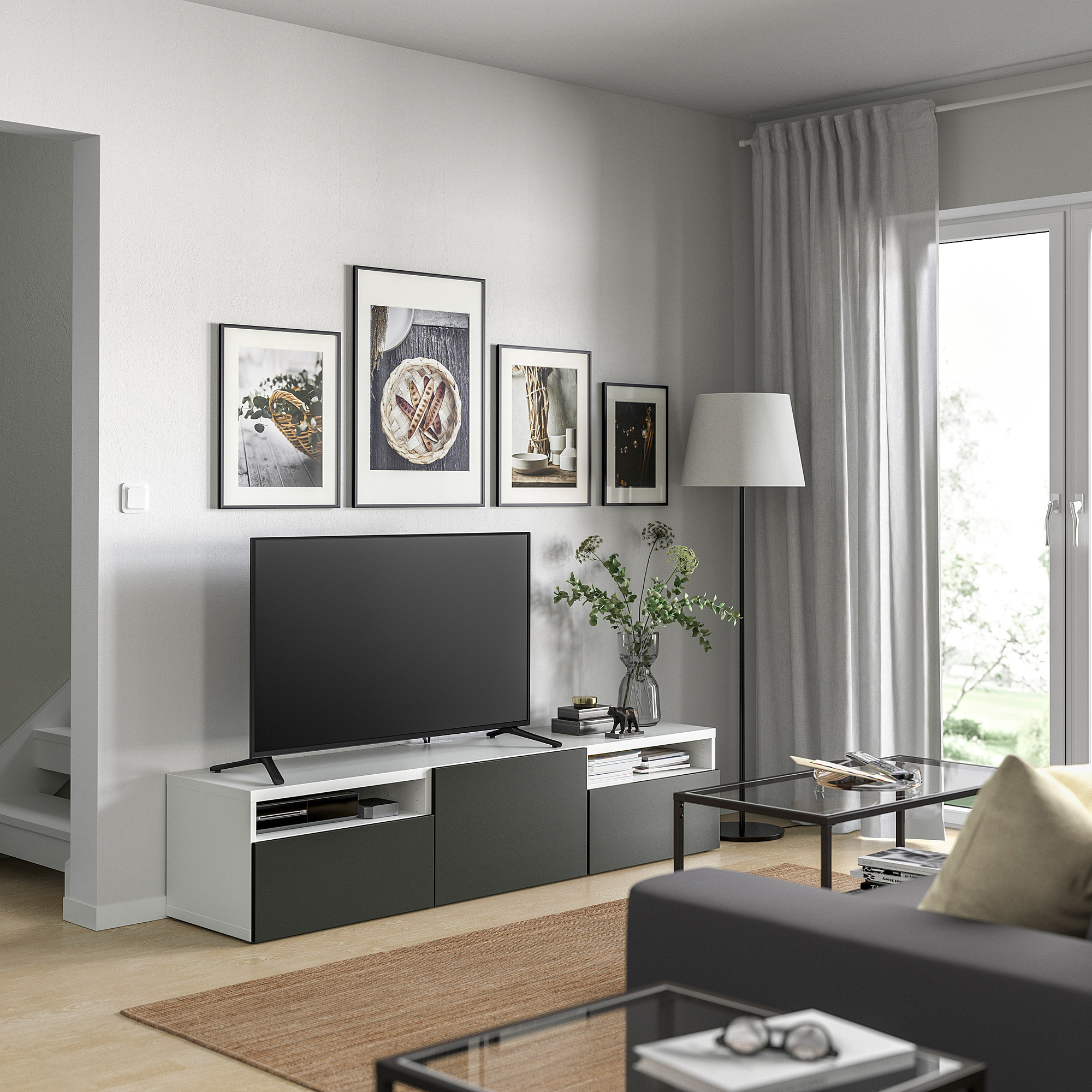 BESTÅ TV bench with drawers and door