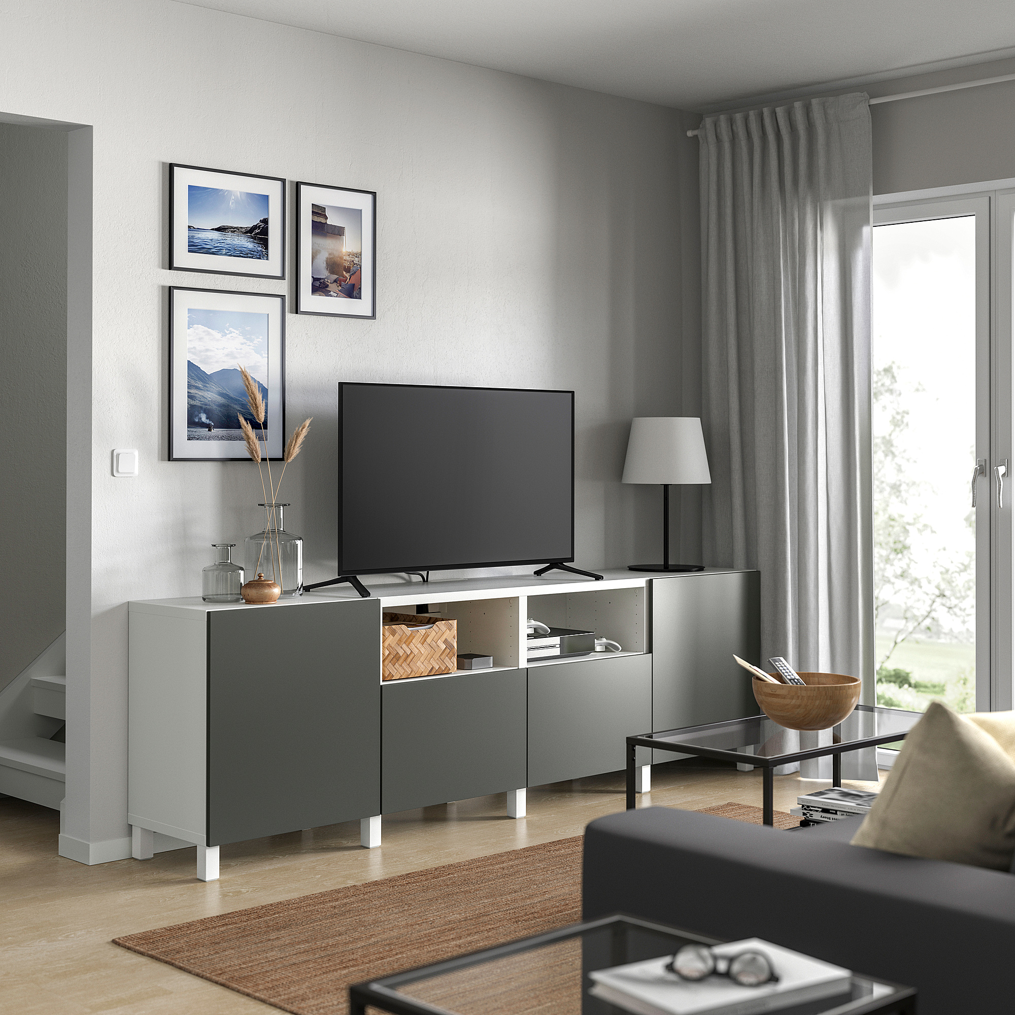 BESTÅ TV bench with doors and drawers